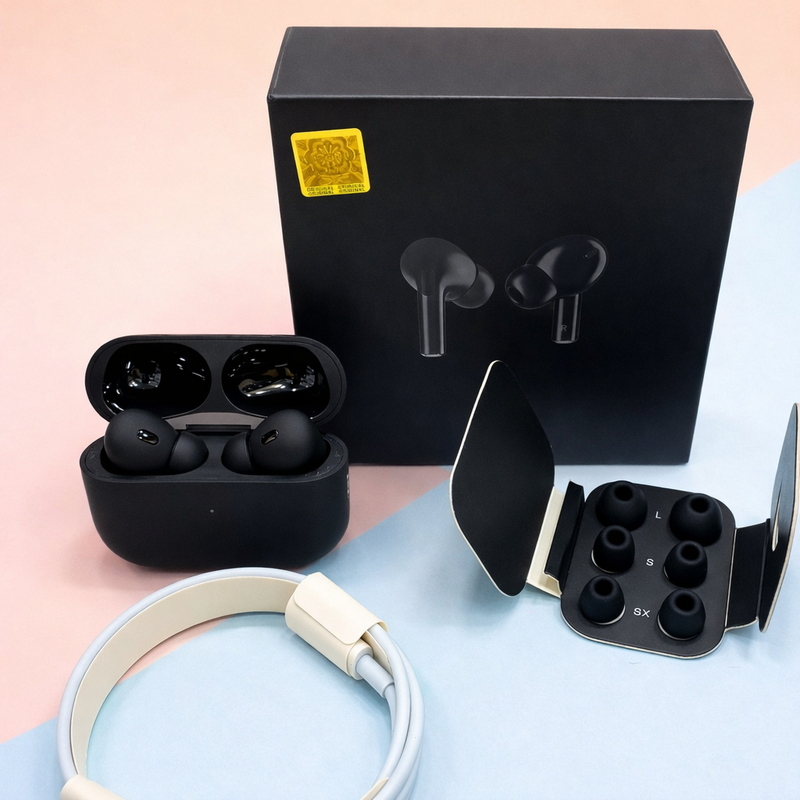 Original Black Pro 2 (ANC) Box Pack Wireless Earbuds with All Accessories – Black